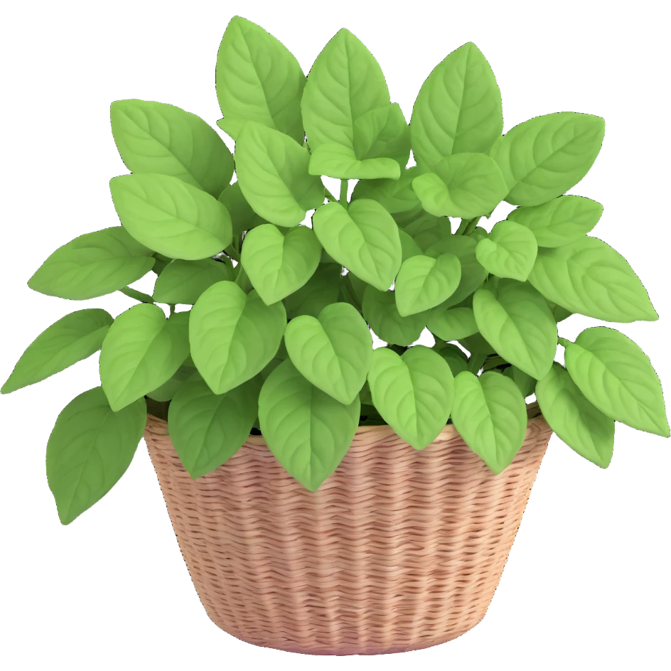Plectranthus Verticillatus Swedish Ivy with trailing stems and round leaves in a coconut fiber basket emoji