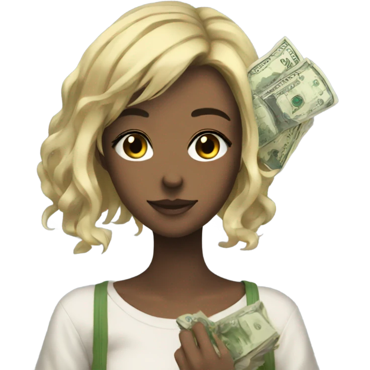 Anime girl with money emoji