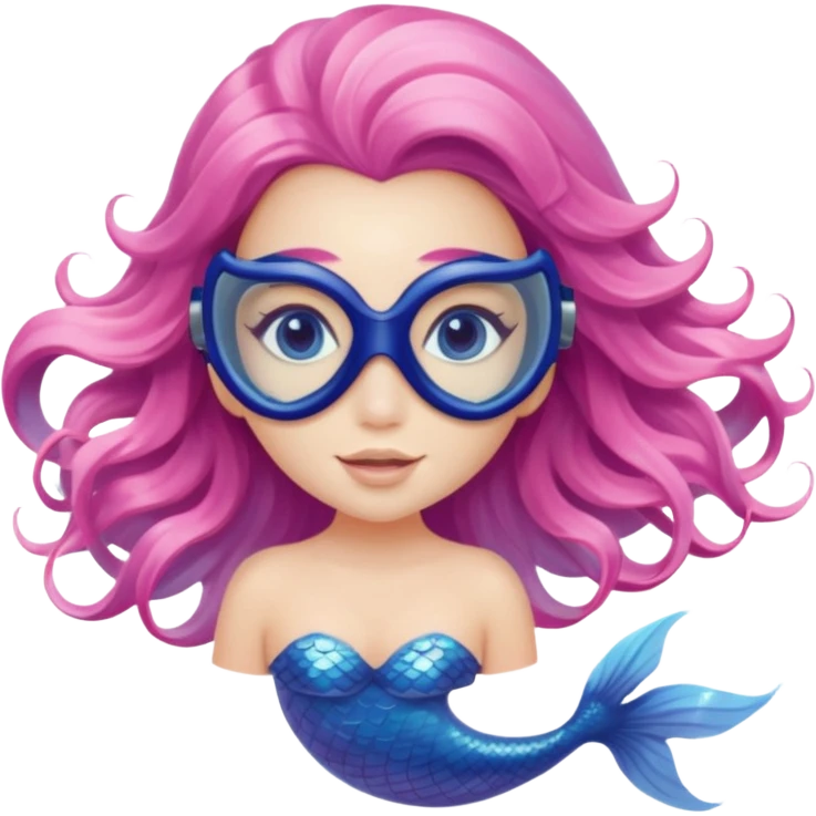 Mermaid wearing a light pink snorkel mask emoji