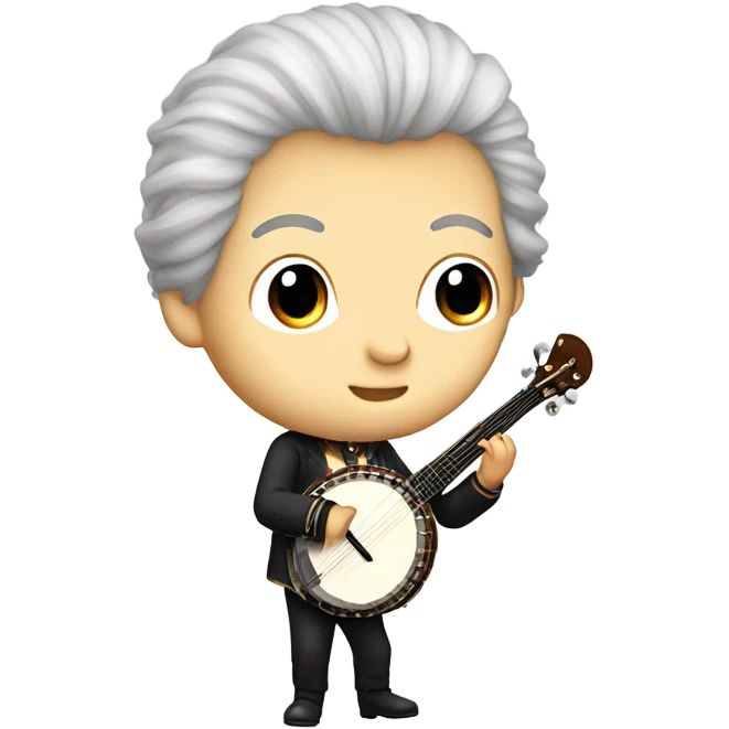 Wolfgang Mozart chibi wig standing young 5-string banjo emoji