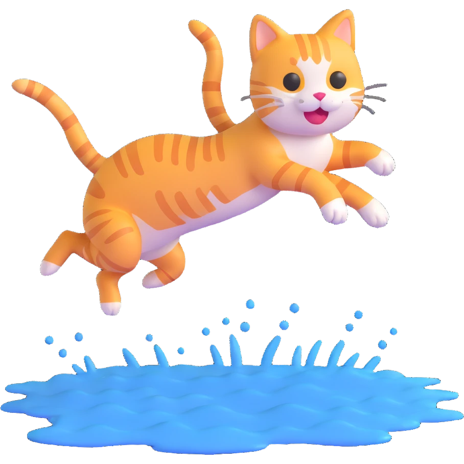 cat jumping into a lake emoji