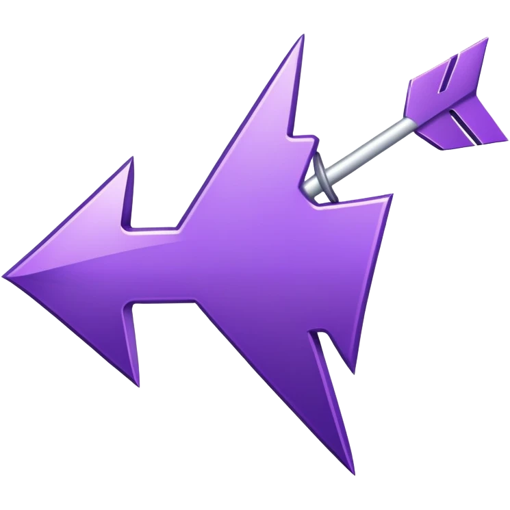A very narrow and pointy Purple coloured arrow that’s pointing to it’s right side emoji