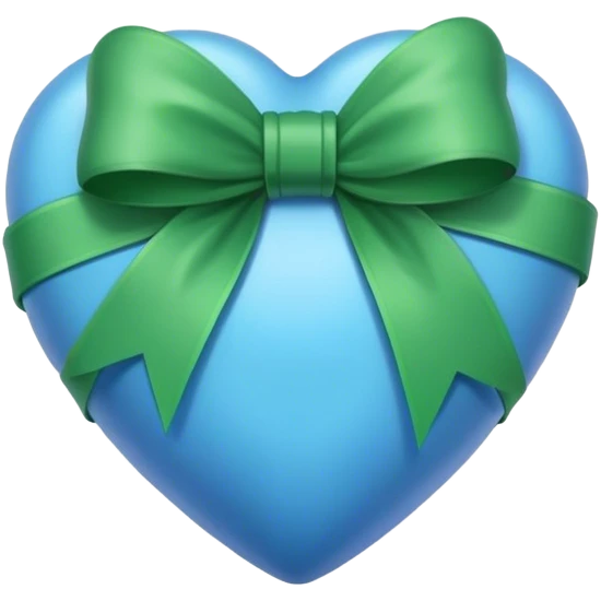 a blue heart wrapped by a green bow emoji