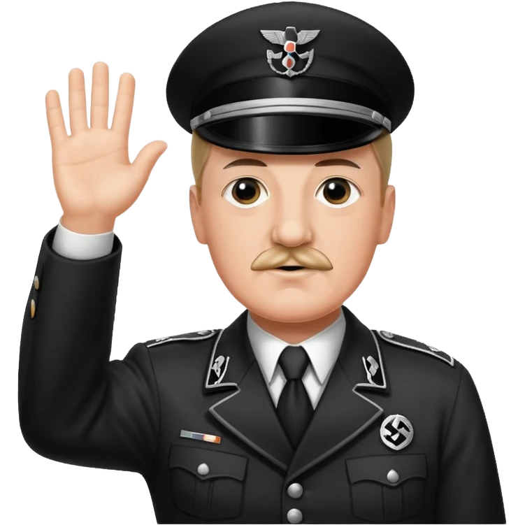 Hitler raising one hand straight out like a Sieg Hail salute in Black SS uniform. The arm must be straight out emoji