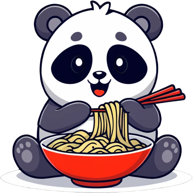 panda eating Chinese noodles emoji