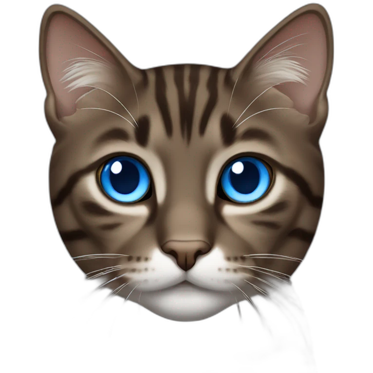 dark brown tabby cat and white blue eyes emoji