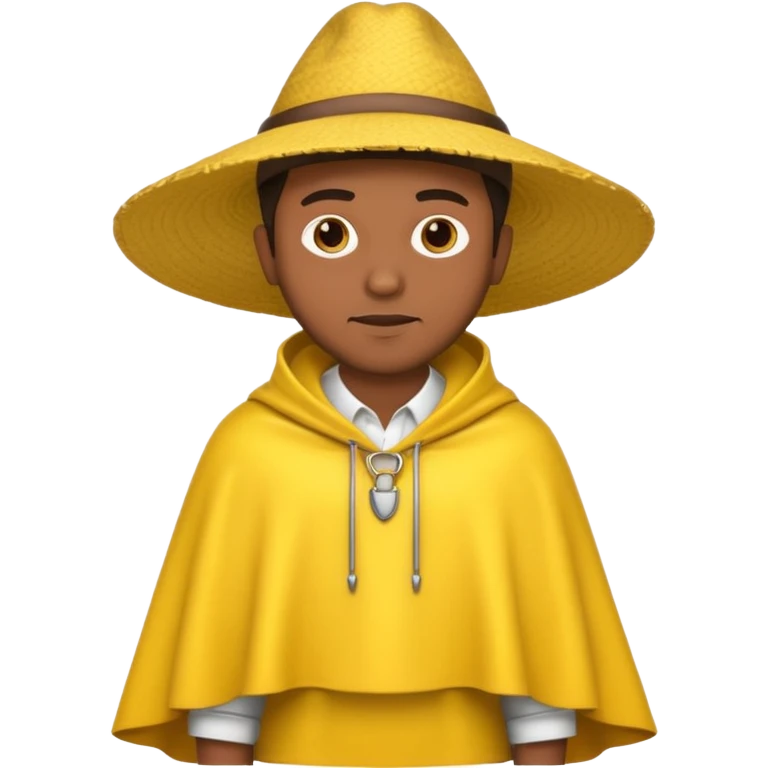 brown skin man with fashion yellow pancho emoji