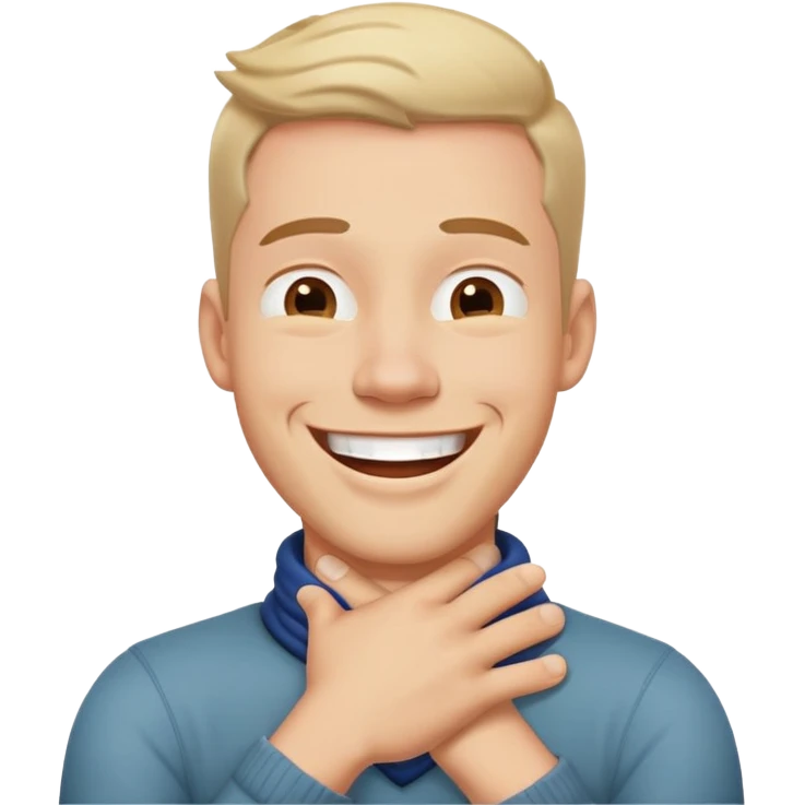 a man with arms crossed around his neck laughing  emoji