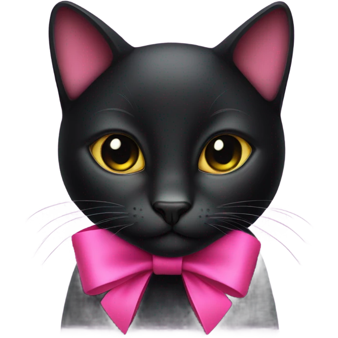 Black cat with a pink bow emoji