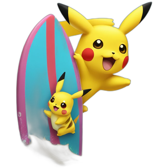 pikachu fait du surf emoji