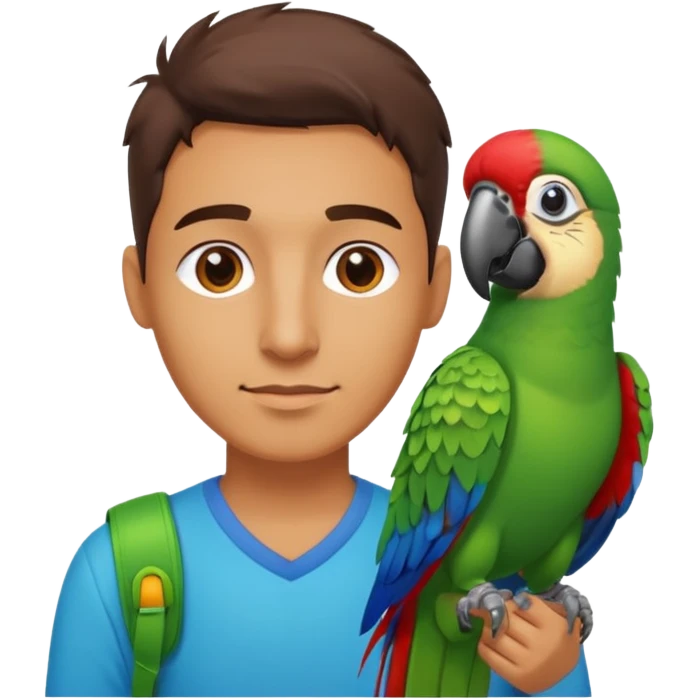 Walker + parrot on shoulder, Pet Walkers. Full body. emoji