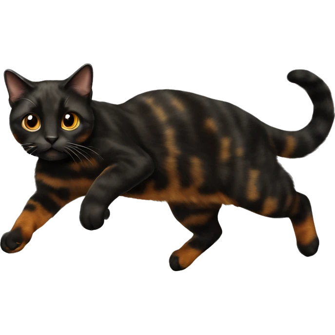 Black tortoiseshell cat jumping emoji