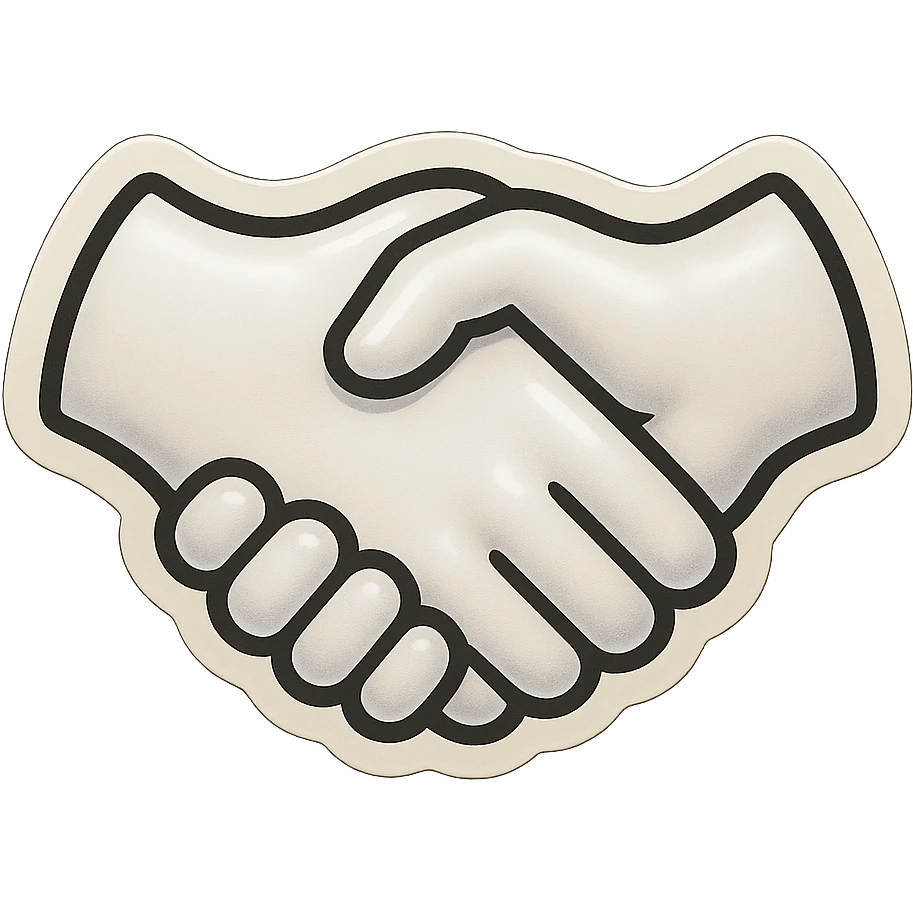 make me a white colour  handshake with white outline emoji