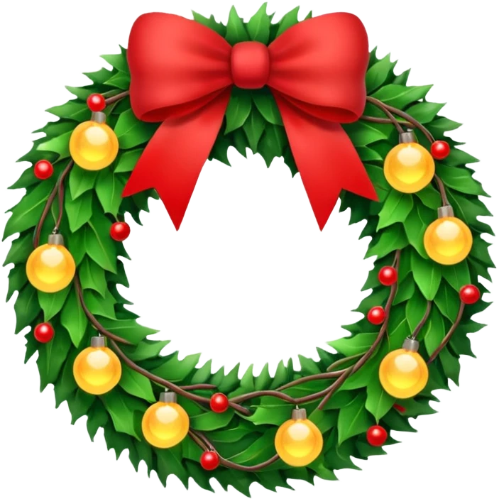 Christmas wreath with lights emoji