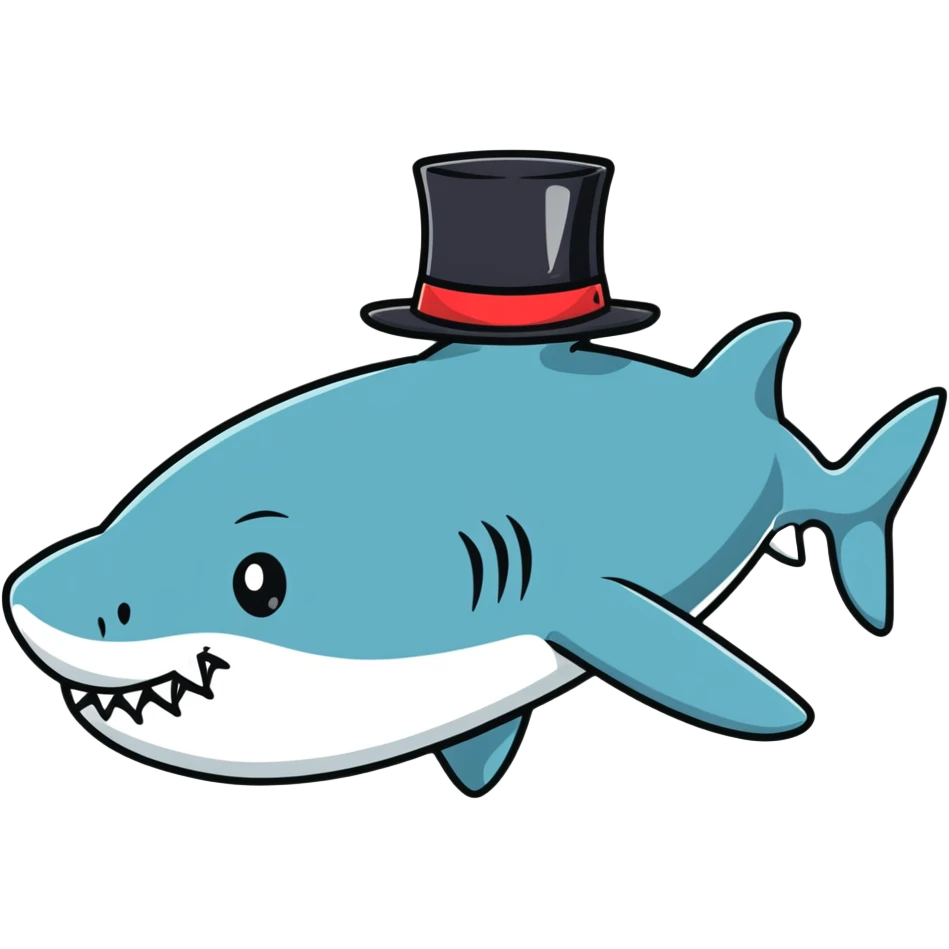 Shark with a top hat emoji