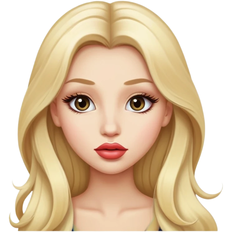 chica con pelo muy largo rubia guapa y con pestañas y labios grandes emoji