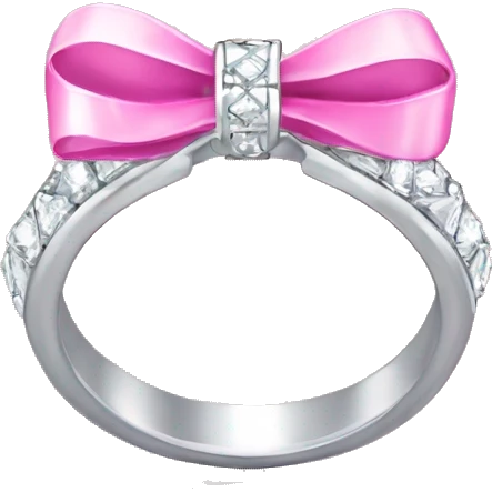Silver diamond ring with a bow in pink  emoji
