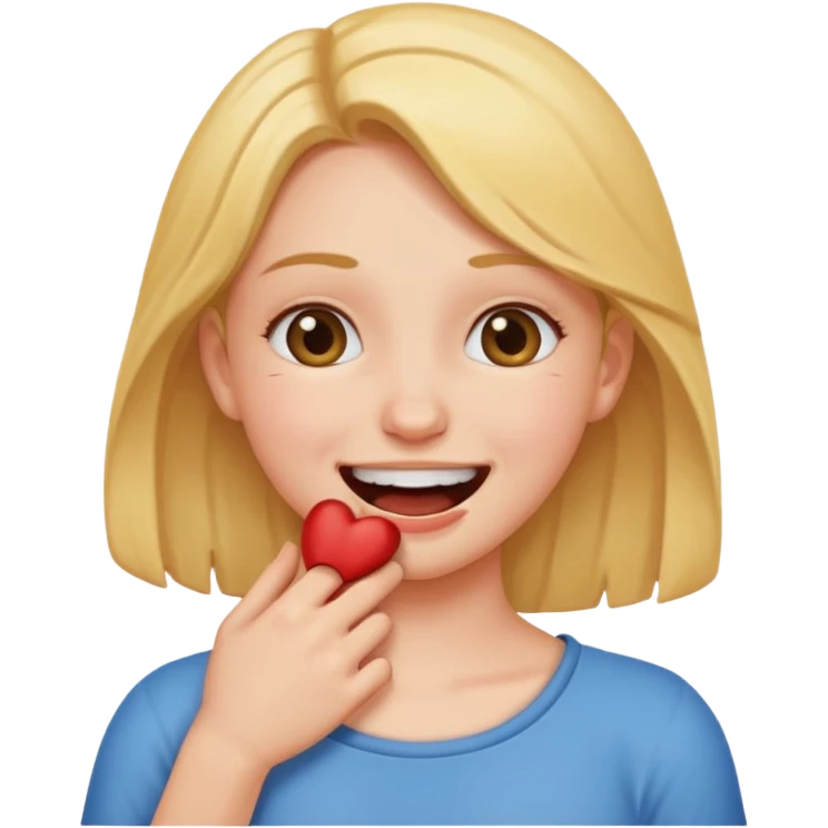 Girl smiling choking herself emoji