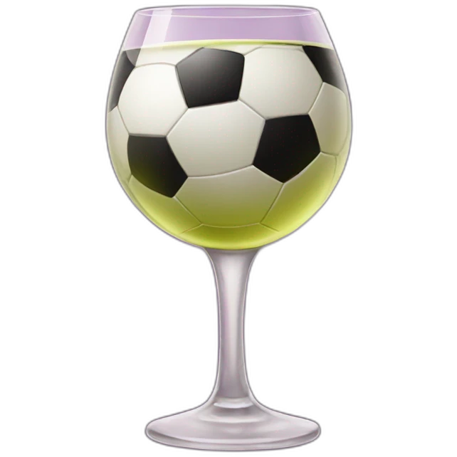 glass of wine with a soccer ball emoji