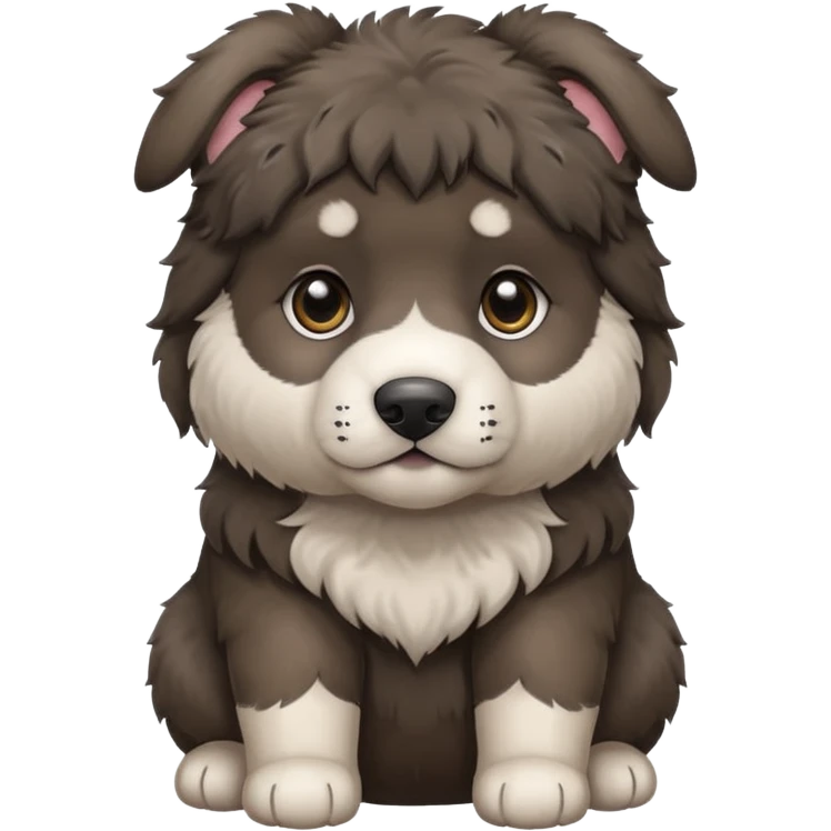 A dark-colored Caucasian Shepherd puppy with cropped ears emoji