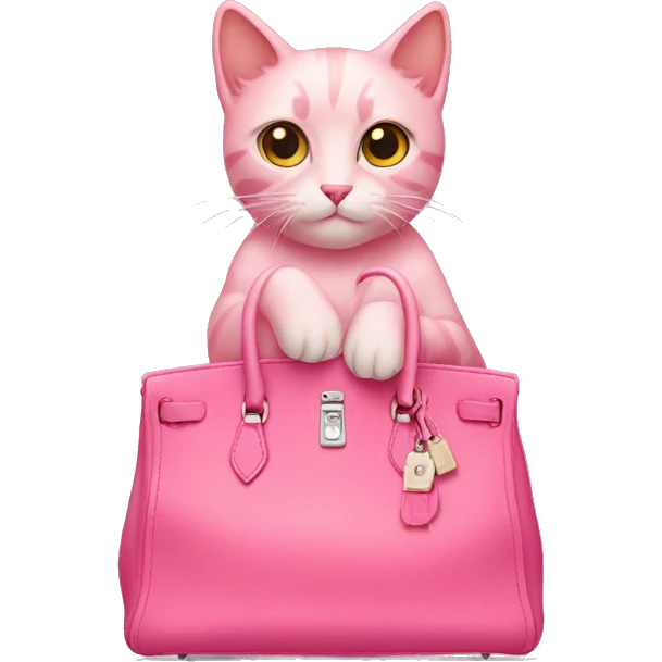 Pink cat with a birkin emoji