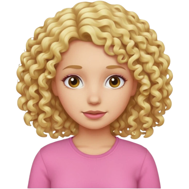blonde curly woman pink shirt  emoji
