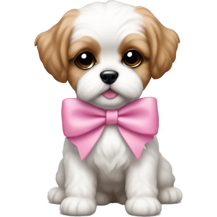 Shichon puppy pink bow emoji