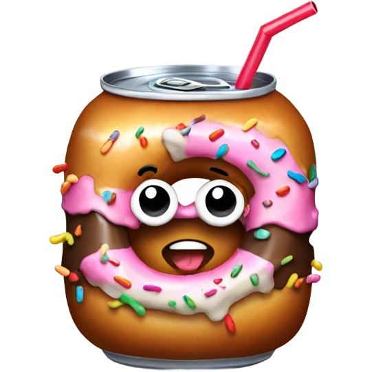A donut drinking soda emoji