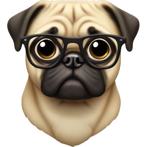 A pug with eyeglasses emoji