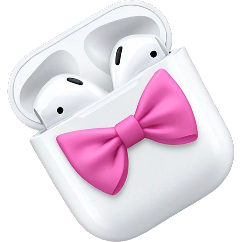 airpod maxes with pink bows tied around  emoji