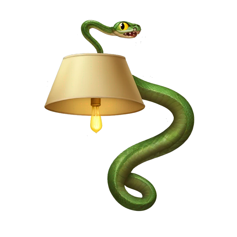 Snake with a lampshade over his head emoji