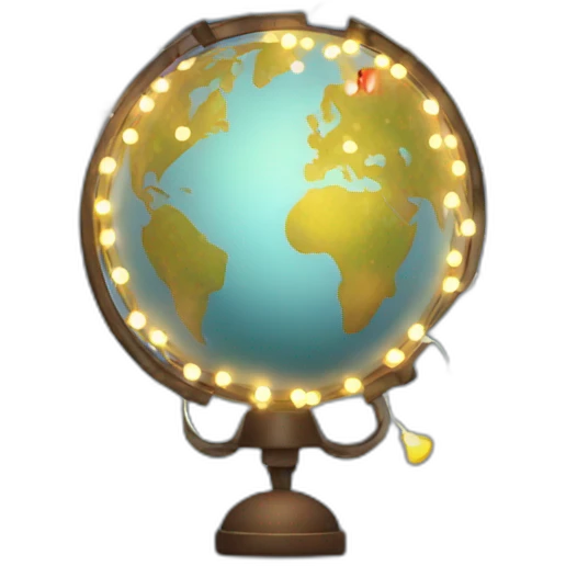 globe with Christmas lights emoji