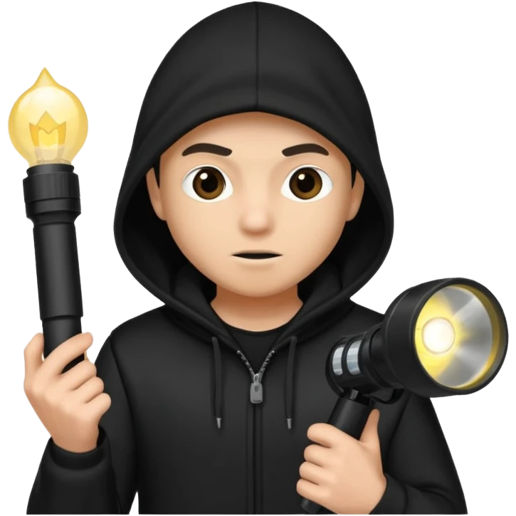 Thief with black hood and flashlight emoji
