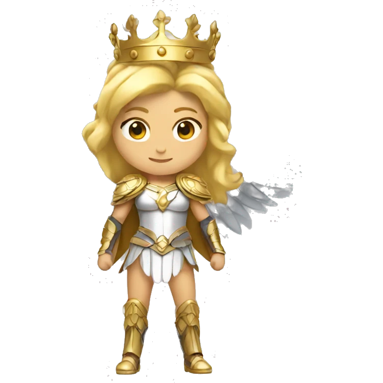 Blond Valkyrie full body with crown with wings emoji