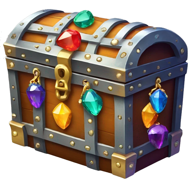 Treasure chest with colourful gems emoji