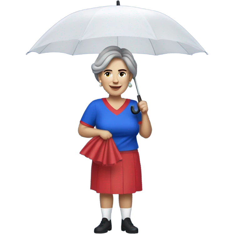  White middle aged Lady with short  dark hair Crystal palace football supporter in the rain emoji