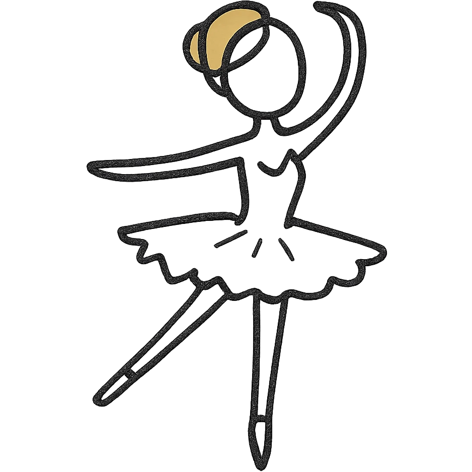 minimal flat icon of ballerina with blonde hair and white skin, simple lines, white tutu, elegant silhouette emoji