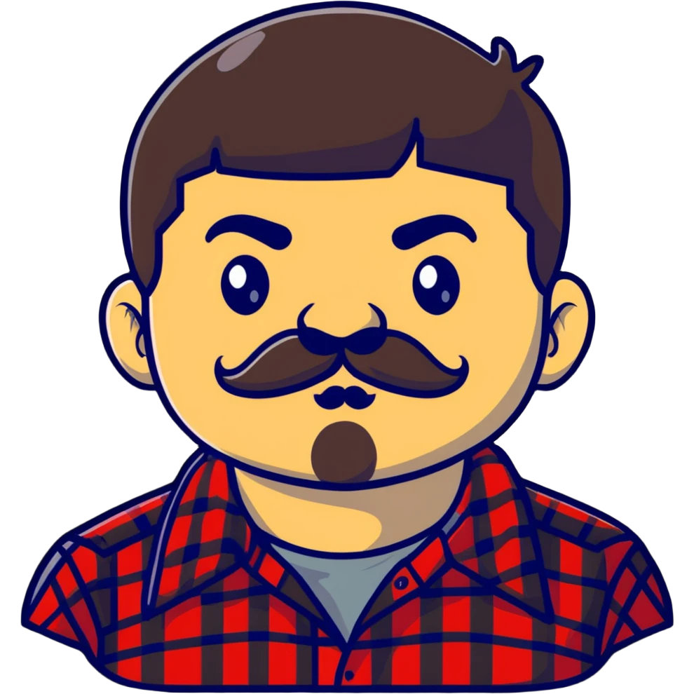 El Chapo character with mustache and flannel shirt emoji