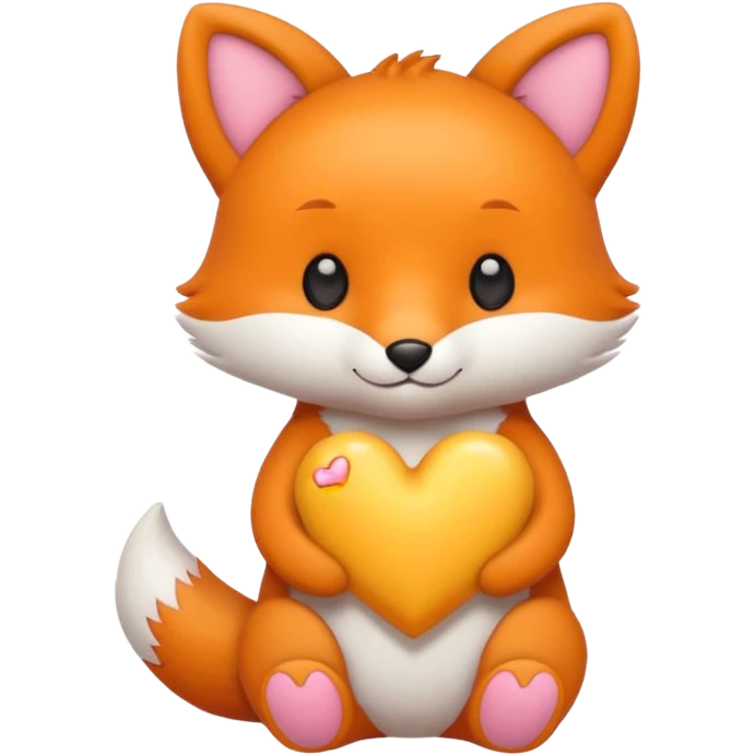 renard kawai avec un coeur jaune emoji