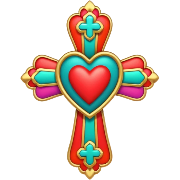コラソンと十字架を組み合わせてメキシカンな感じの十字架を生成してください emoji