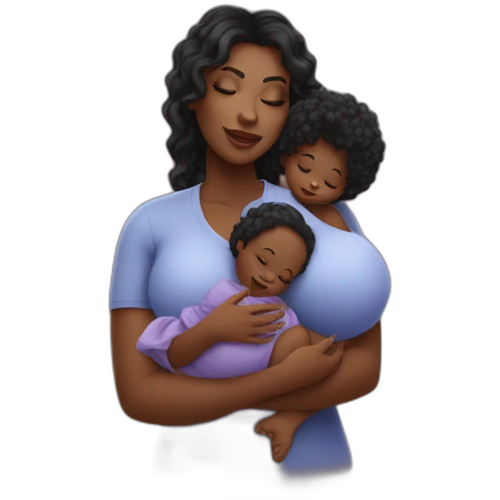 beautiful heavyset Black women holding baby emoji