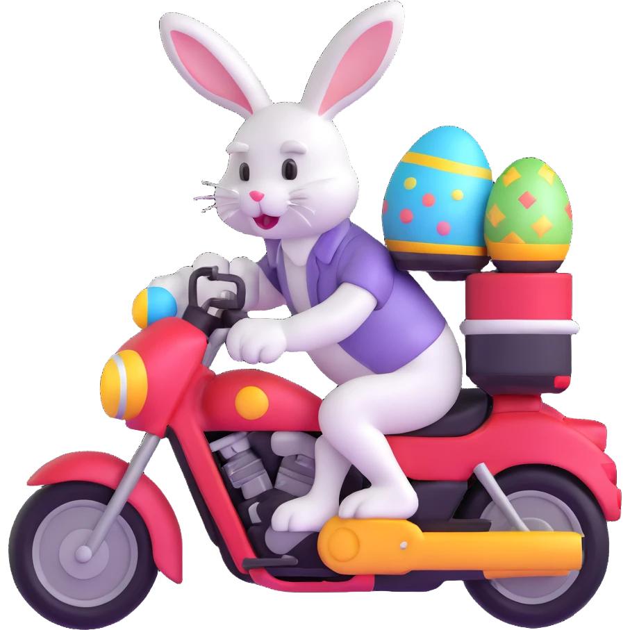 Easter bunny riding a motorcycle emoji