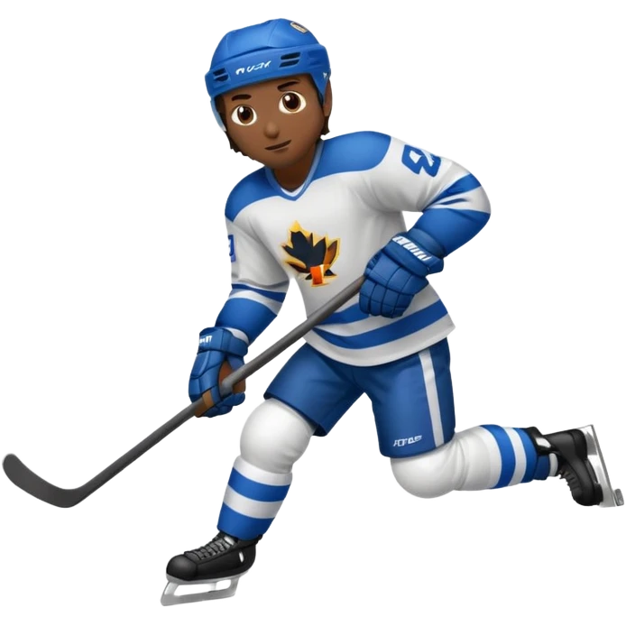 Hockey player with stick, full body emoji