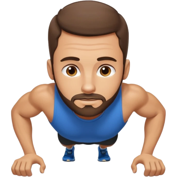 White man 2day stubble beard very short brown hair doing pushups  emoji