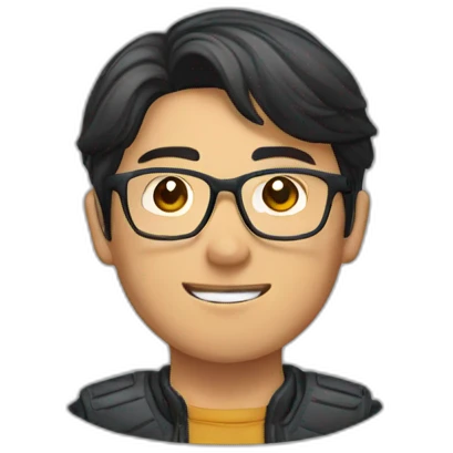 Straight Dark-haired Asian man with glasses and bicycle accessories emoji