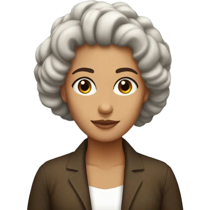 Mujer de tes blanca con rulos pelo castaño oscuro emoji