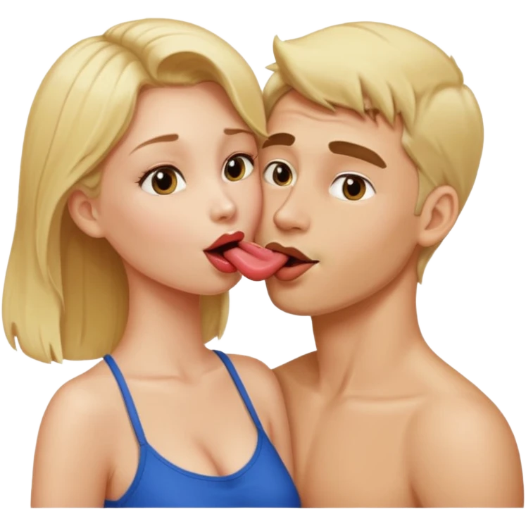 realistic naked blonde woman licking mans neck emoji