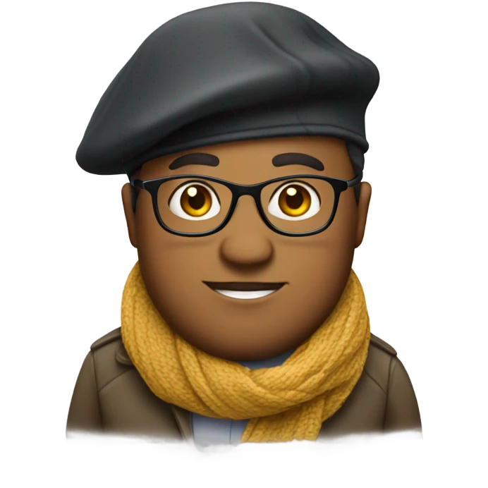 fat english teacher with scarf, beret, and glasses emoji