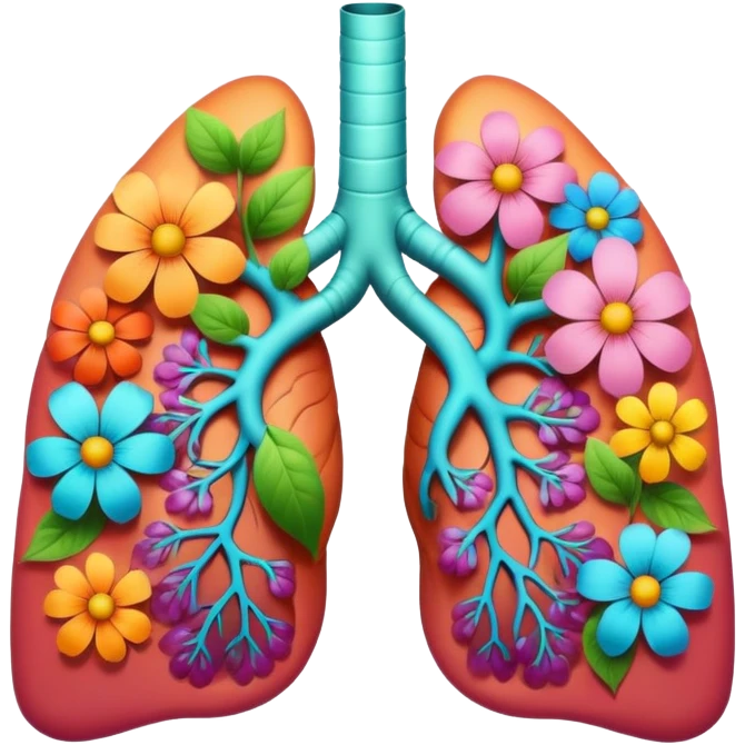 Lungs with flowers growing out of it emoji
