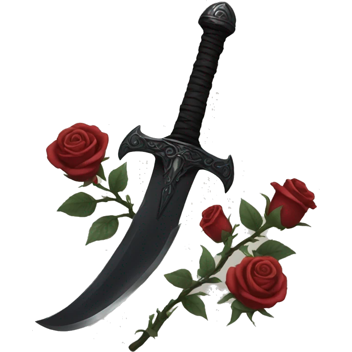 black sword with black roses emoji